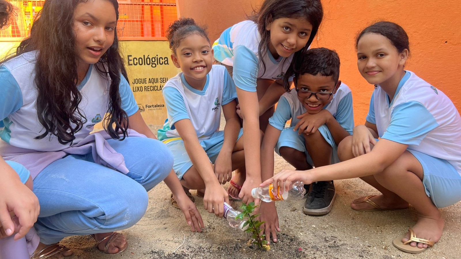 alunas plantando mudas